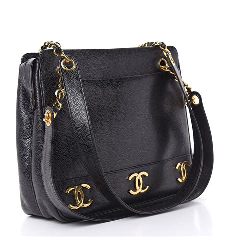 chanel caviar black zipper shoulder bag|Chanel Black Caviar CC Shoulder Bag .